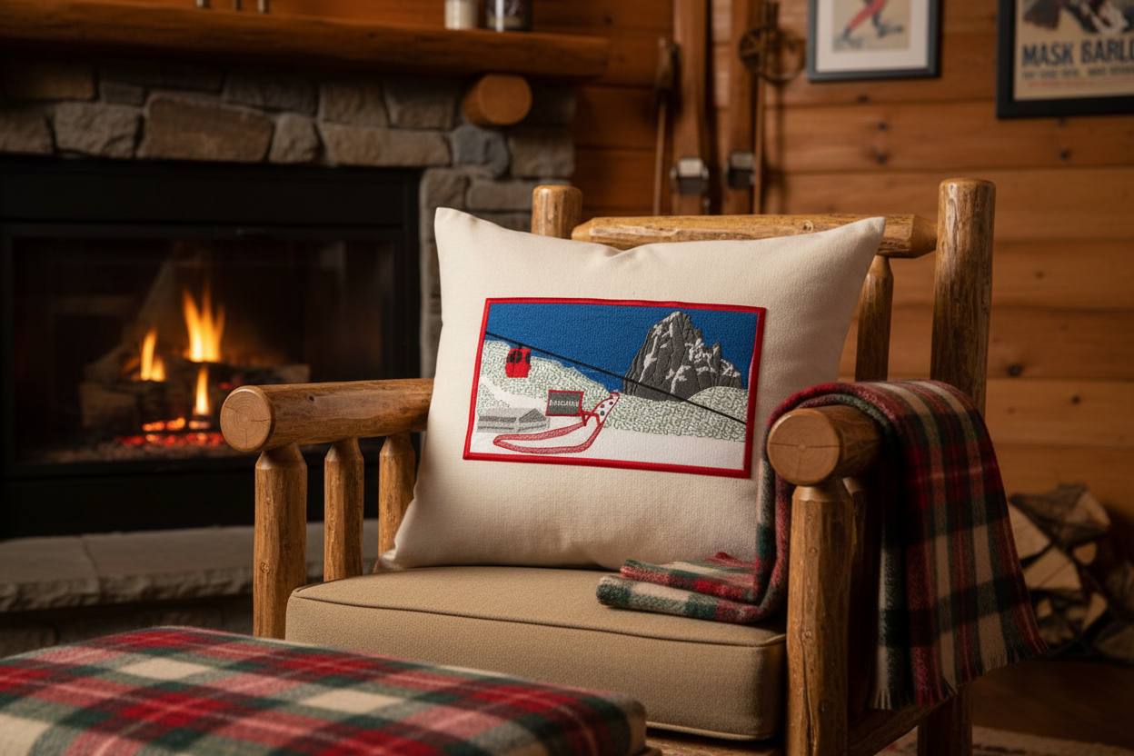 Saslong Design Pillow - Cabin Scene